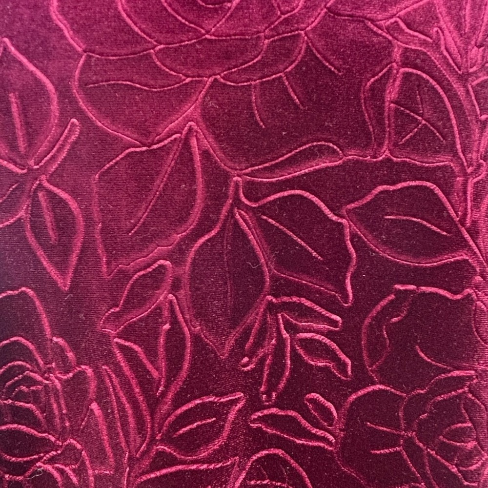 R&M Richards Womens Burgundy Floral Velvet Open Front Cardigan Jacket Size 18 - Picture 9 of 9